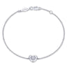 925 Sterling Silver White Sapphire Heart Chain Bracelet