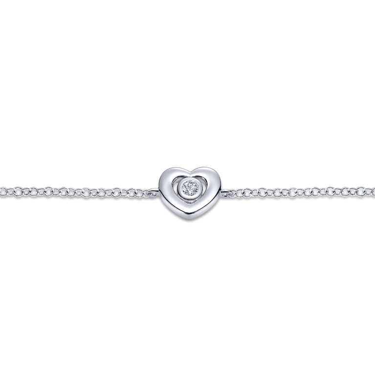 925 Sterling Silver White Sapphire Heart Chain Bracelet - Shot 2