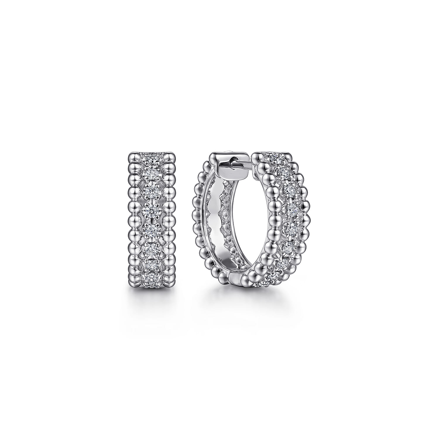 925 Sterling Silver White Sapphire Huggie Earrings-Bujukan