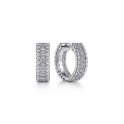 925 Sterling Silver White Sapphire Huggie Earrings-Bujukan