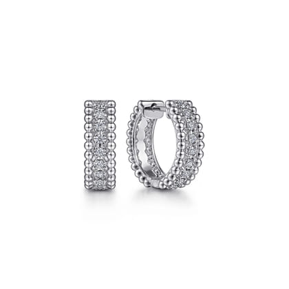 925 Sterling Silver White Sapphire Huggie Earrings-Bujukan