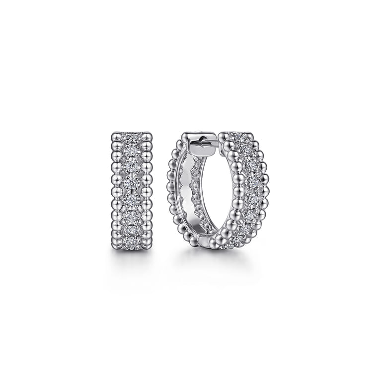 925 Sterling Silver White Sapphire Huggie Earrings-Bujukan - Shot 1