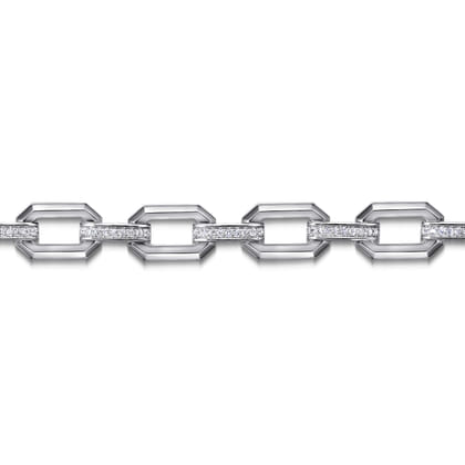 925 Sterling Silver White Sapphire Link Chain Bracelet