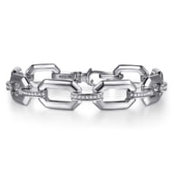 925 Sterling Silver White Sapphire Link Chain Bracelet