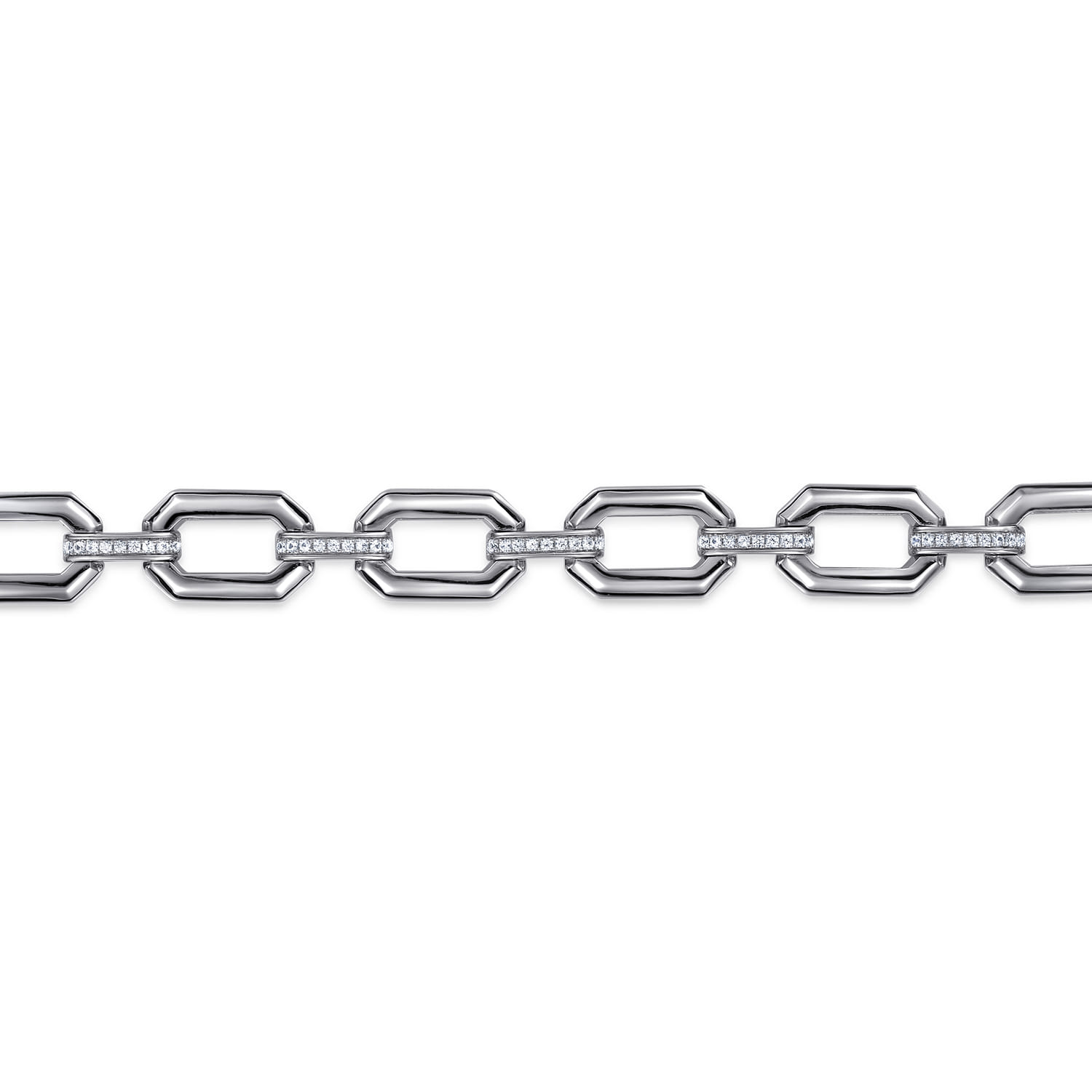 925 Sterling Silver White Sapphire Link Chain Bracelet - Shot 2
