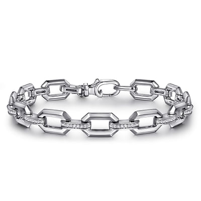 925 Sterling Silver White Sapphire Link Chain Tennis Bracelet