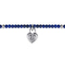 925 Sterling Silver White Sapphire Lock and Lapis Bead Bracelet