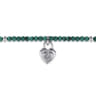 925 Sterling Silver White Sapphire Lock and Malachite Bead Bracelet