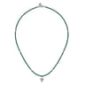 925 Sterling Silver White Sapphire Lock and Malachite Bead Pendant Necklace