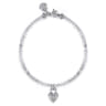 925 Sterling Silver White Sapphire Lock and Moon Stone Bead Bracelet