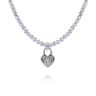 925 Sterling Silver White Sapphire Lock and Moon Stone Bead Pendant Necklace