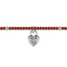 925 Sterling Silver White Sapphire Lock and Red Agate Bead Bracelet