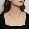 925 Sterling Silver White Sapphire Lock and Red Agate Bead Pendant Necklace