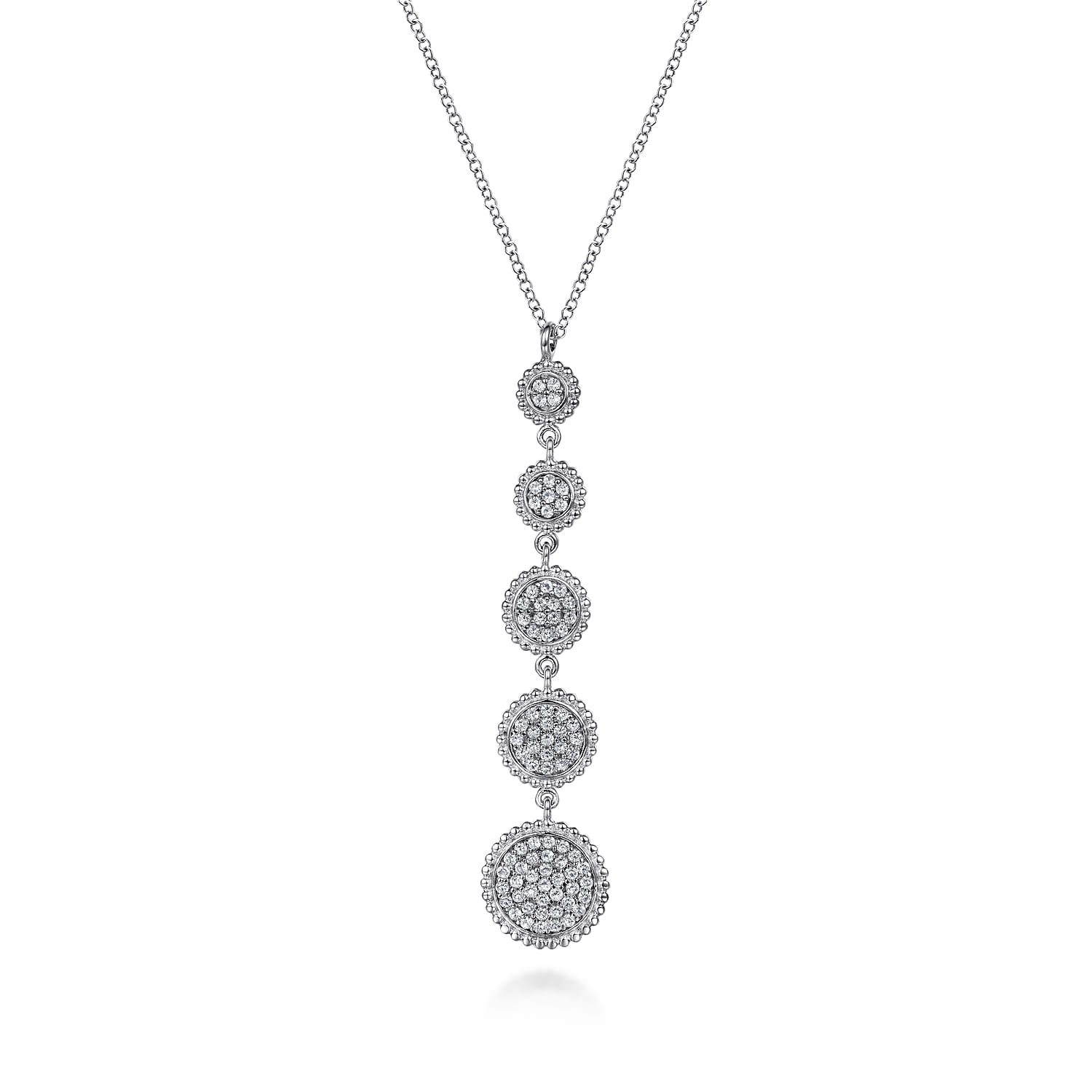 925 Sterling Silver White Sapphire Long Pendant Necklace - Shot 1