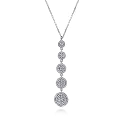 925 Sterling Silver White Sapphire Long Pendant Necklace