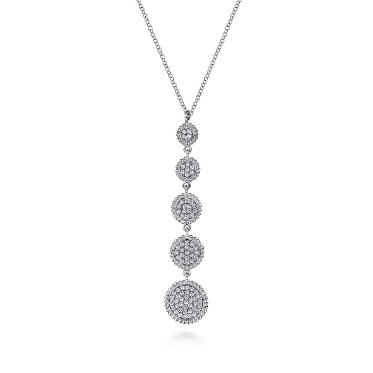 925 Sterling Silver White Sapphire Long Pendant Necklace - Shot 1