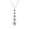 925 Sterling Silver White Sapphire Long Pendant Necklace