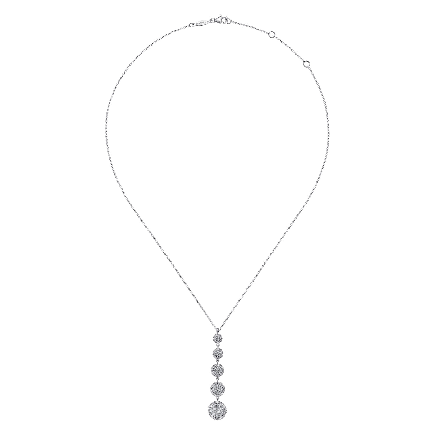 925 Sterling Silver White Sapphire Long Pendant Necklace - Shot 2
