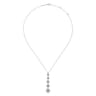 925 Sterling Silver White Sapphire Long Pendant Necklace