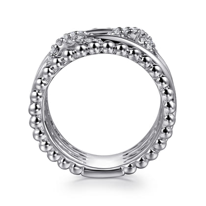 925 Sterling Silver White Sapphire Multi Row Bujukan Easy Stackable Ring