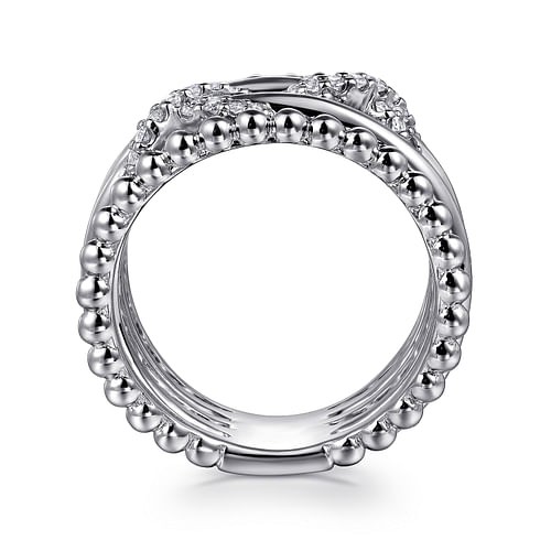 925 Sterling Silver White Sapphire Multi Row Bujukan Easy Stackable Ring - Shot 2