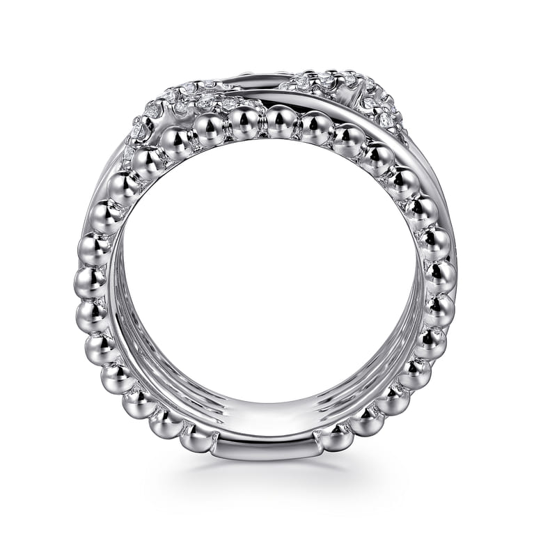 925 Sterling Silver White Sapphire Multi Row Bujukan Easy Stackable Ring - Shot 2