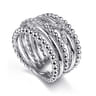 925 Sterling Silver White Sapphire Multi Row Bujukan Easy Stackable Ring