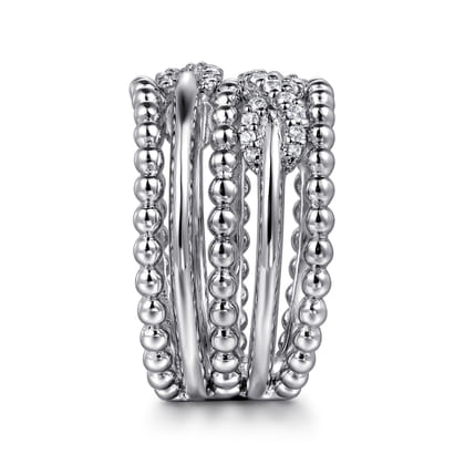 925 Sterling Silver White Sapphire Multi Row Bujukan Easy Stackable Ring