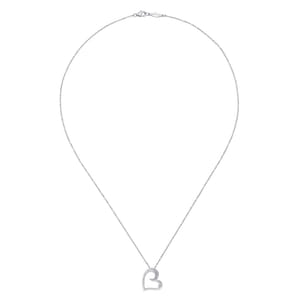 925 Sterling Silver White Sapphire Open Heart Pendant Necklace