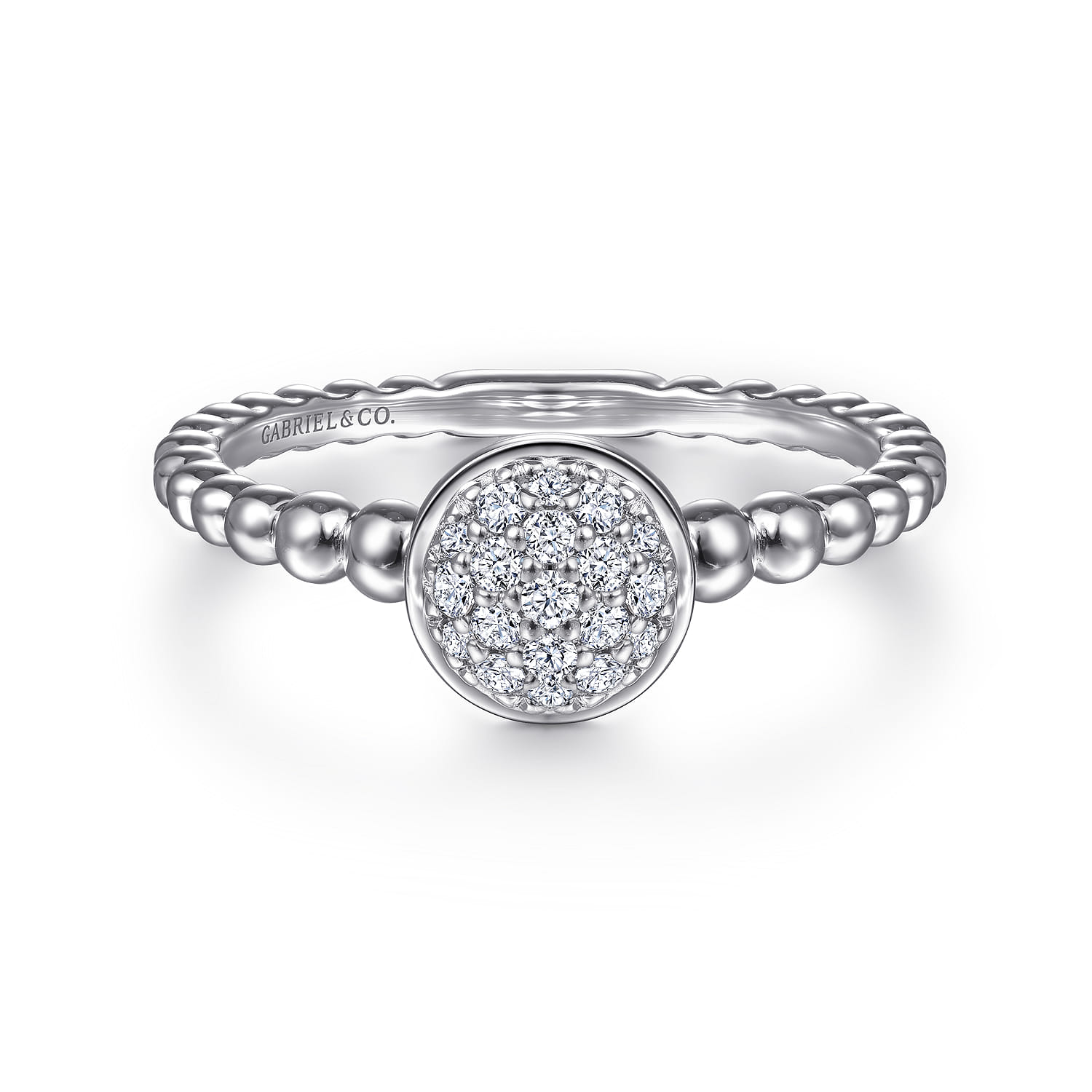 925 Sterling Silver White Sapphire Pave Bujukan Ring - 0.2 ct - Shot 1