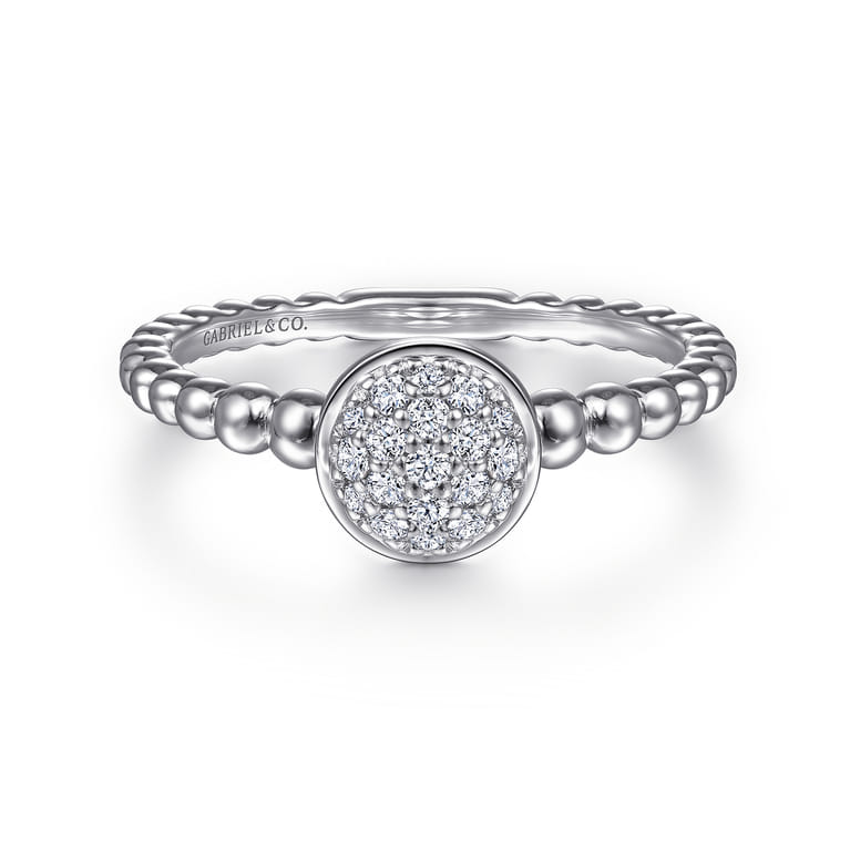 925 Sterling Silver White Sapphire Pave Bujukan Ring - 0.2 ct - Shot 1