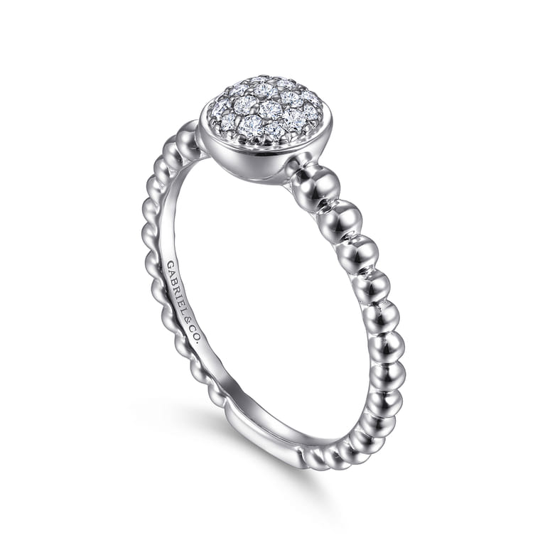 925 Sterling Silver White Sapphire Pave Bujukan Ring - 0.2 ct - Shot 3