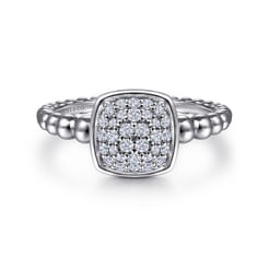 925 Sterling Silver White Sapphire Pave Bujukan Signet Ring