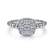 925 Sterling Silver White Sapphire Pave Bujukan Signet Ring