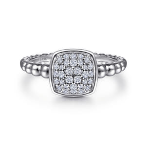 925 Sterling Silver White Sapphire Pave Bujukan Signet Ring
