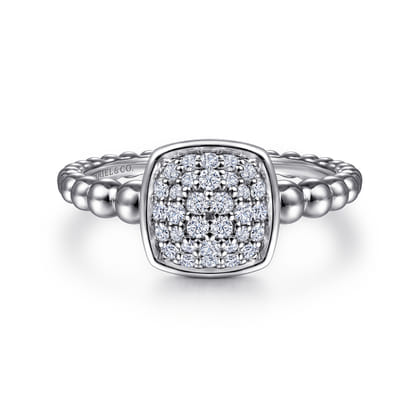 925 Sterling Silver White Sapphire Pave Bujukan Signet Ring