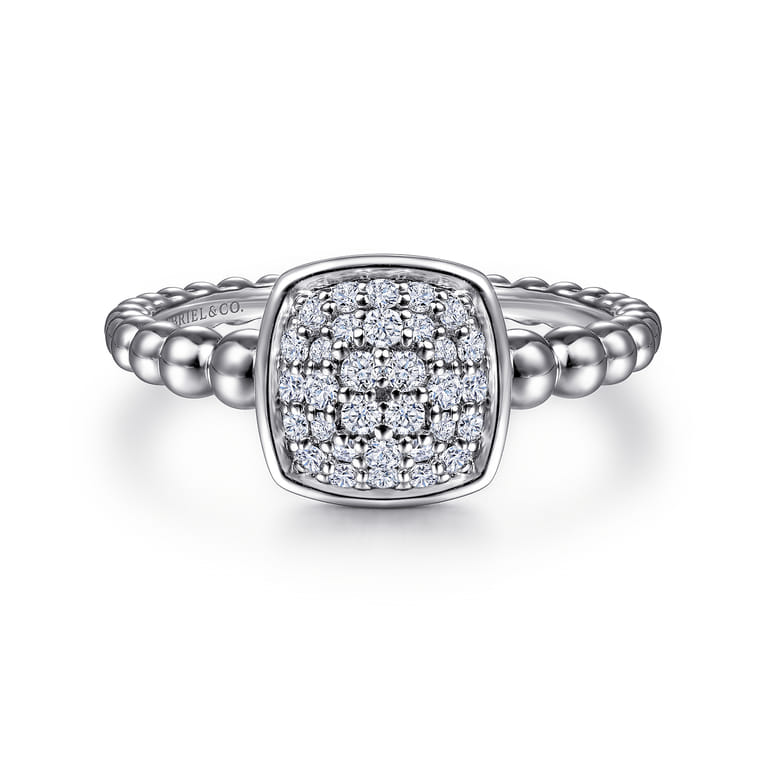 925 Sterling Silver White Sapphire Pave Bujukan Signet Ring - Shot 1