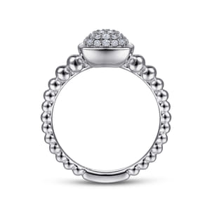 925 Sterling Silver White Sapphire Pave Bujukan Signet Ring