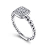 925 Sterling Silver White Sapphire Pave Bujukan Signet Ring
