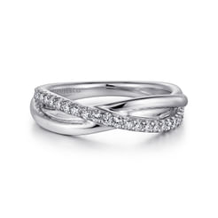 925 Sterling Silver White Sapphire Pave Criss Cross Ring