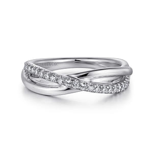 925 Sterling Silver White Sapphire Pave Criss Cross Ring
