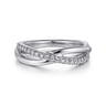 925 Sterling Silver White Sapphire Pave Criss Cross Ring