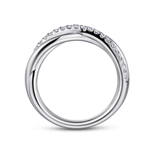 925 Sterling Silver White Sapphire Pave Criss Cross Ring