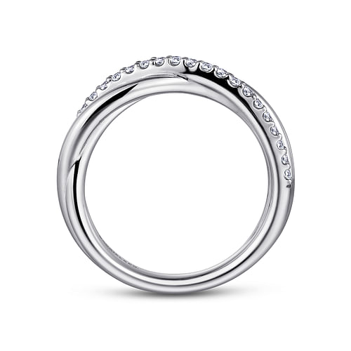 925 Sterling Silver White Sapphire Pave Criss Cross Ring - Shot 2