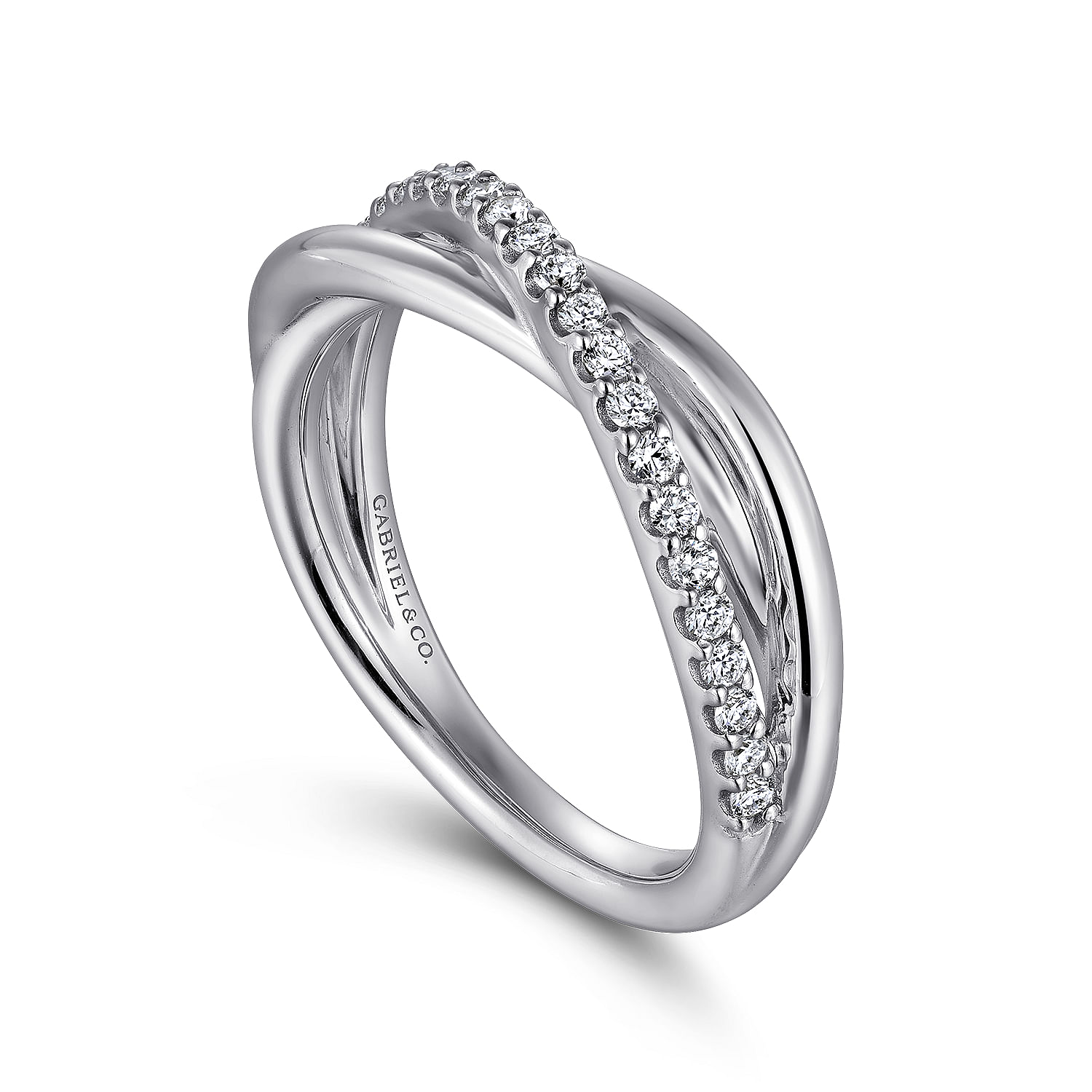 925 Sterling Silver White Sapphire Pave Criss Cross Ring - Shot 3