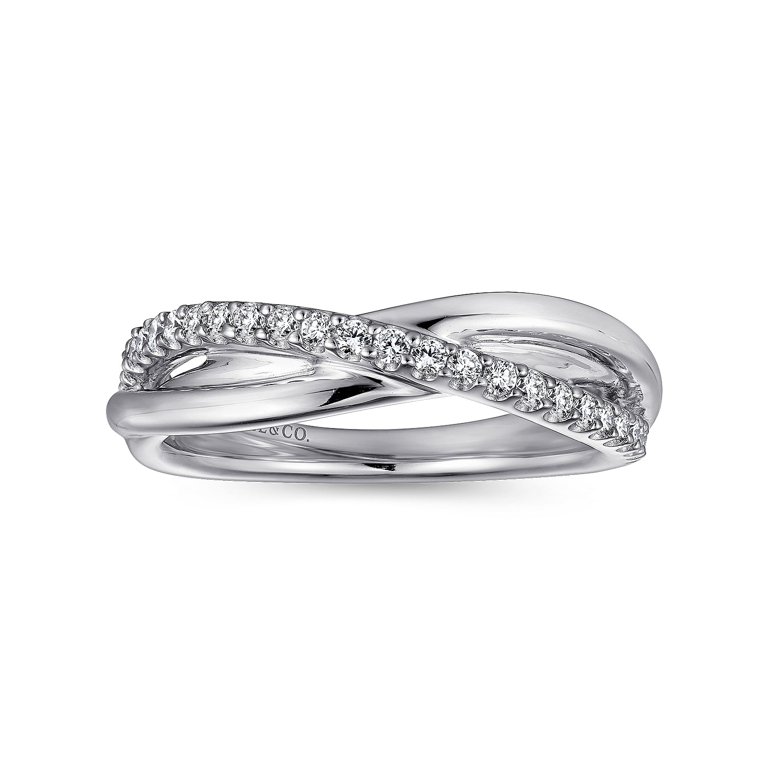 925 Sterling Silver White Sapphire Pave Criss Cross Ring