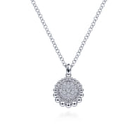 925 Sterling Silver White Sapphire Pave Round Pendant Necklace