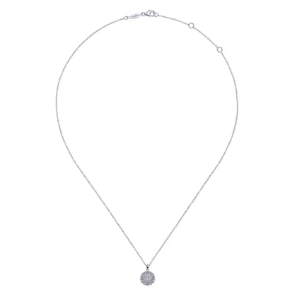 925 Sterling Silver White Sapphire Pave Round Pendant Necklace