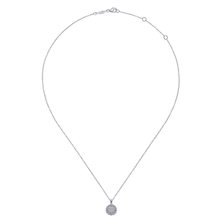 925 Sterling Silver White Sapphire Pave Round Pendant Necklace - Shot 2