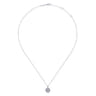 925 Sterling Silver White Sapphire Pave Round Pendant Necklace